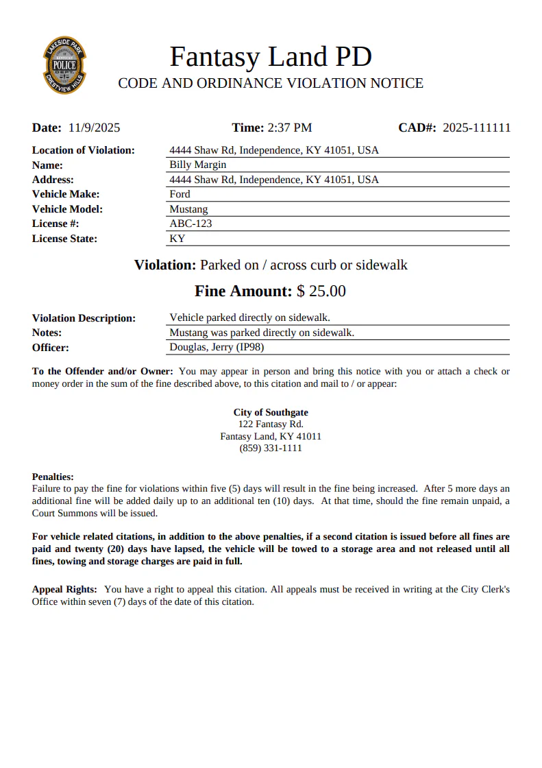 Police DART citation management and tracking